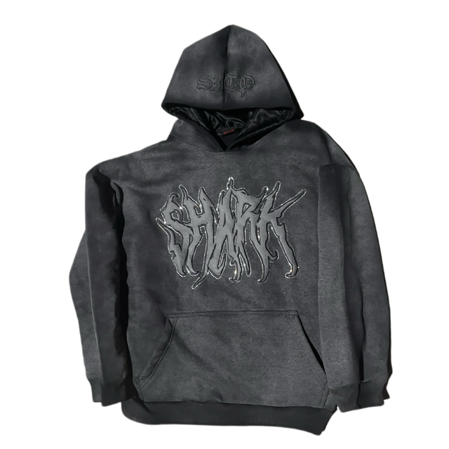 Charcoal SHARK hoodie- Black